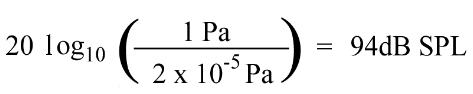 Reference level for the acoustic signal used for measurement of 
           microphone characteristics