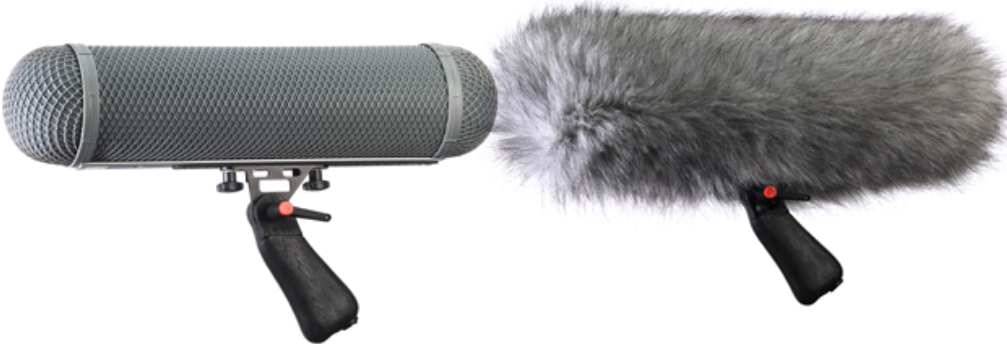  the long Rycote windshield WS4 (10cm in diameter) and the windjammer 
          WJ4 = WS4 with synthetic fur covering 