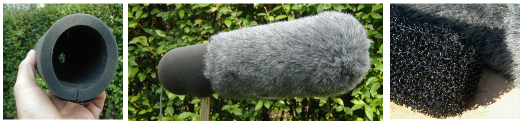  the Rycote Wind Spoiler mounted on a Softie windshield for a short 
          rifle mic 